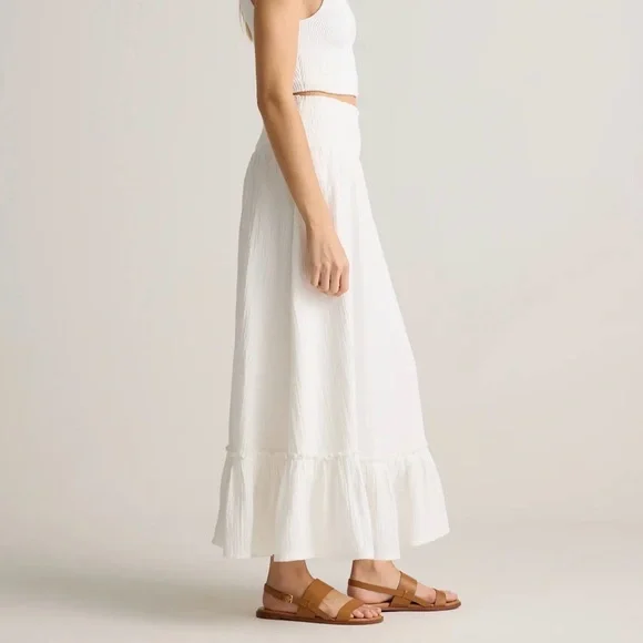 100% Organic Cotton Gauze Smocked Maxi Skirt - Picture 2 of 8